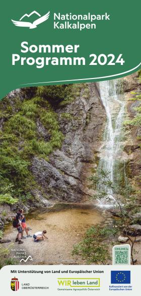 Folder mit den geführten Ranger Touren des Nationalpark Kalkalpen im Jahr 2024.